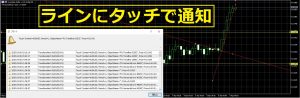 トレンドラインまたは、水平線へロウソク足がタッチした際に通知を行うインジケータ