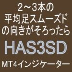 2本あるいは3本の平均足スムーズドの向きがそろったら知らせてくれるインジケーター【HAS3SD】